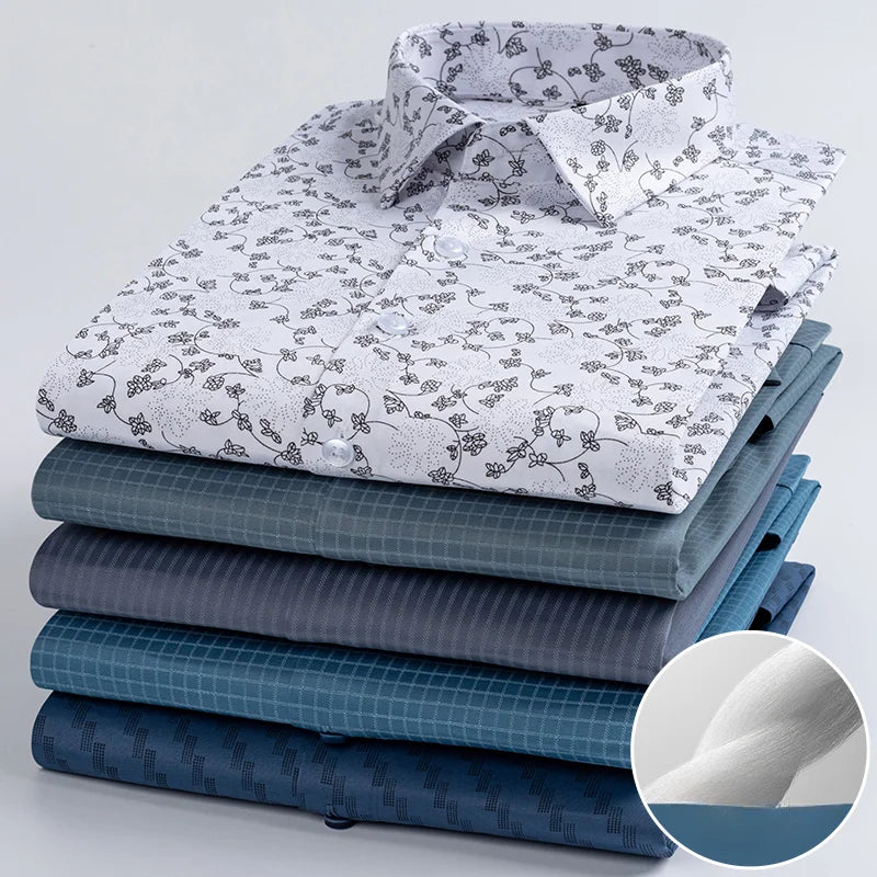 Camisa Talla Grande Sin Arrugas | Estampado Vintage | Formal Ajustada | Tops Suaves