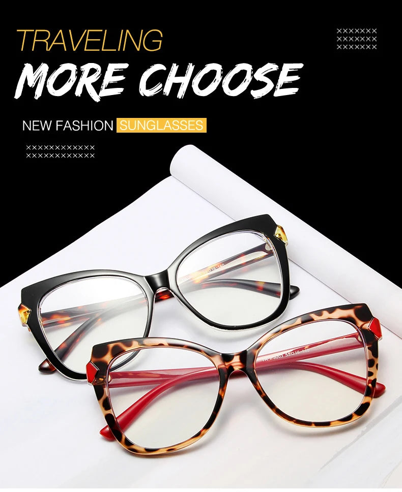 Montura Gafas Ojo Gato Lujo Personalidad | Protección Luz Azul Óptica Titanio Plástico