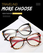 Montura Gafas Ojo Gato Lujo Personalidad | Protección Luz Azul Óptica Titanio Plástico