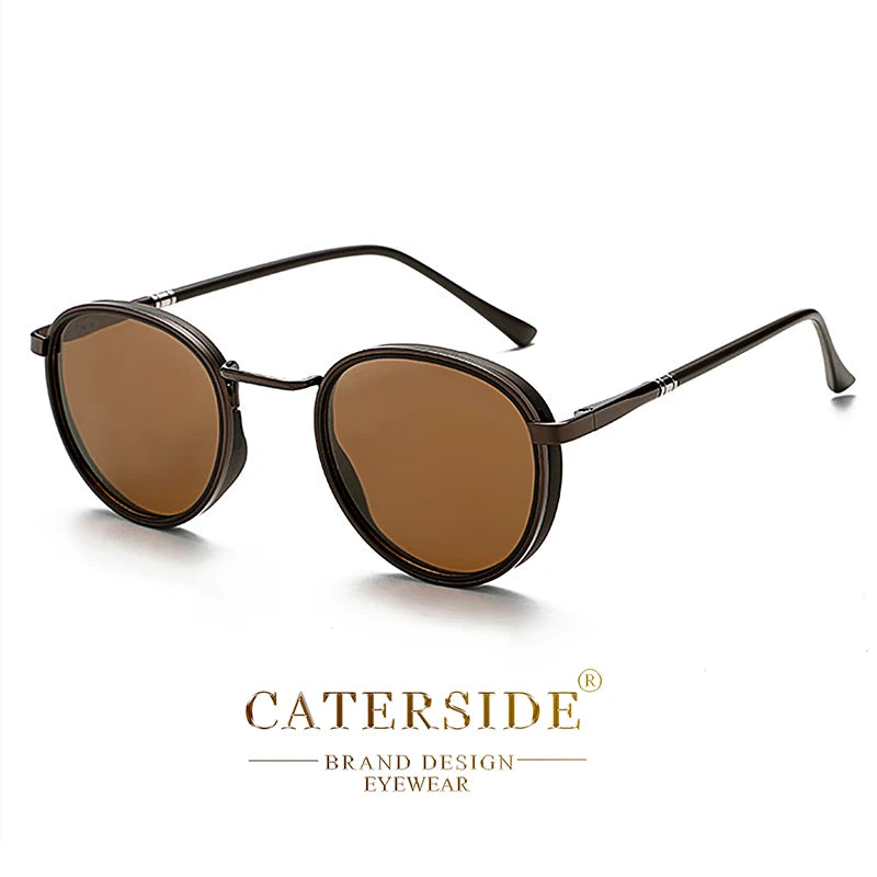 Gafas de Sol Caterside Redondas | Polarizadas Vintage | Montura Metal Steampunk TR