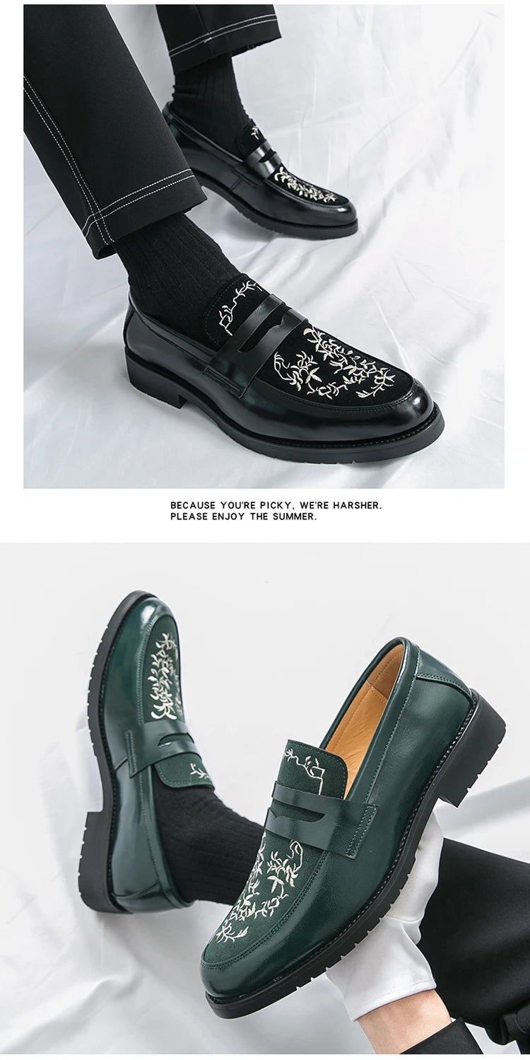 Mocasines Lujo Hombre Punta Redonda Cuero PU Formales Negocios | Sin Cordones