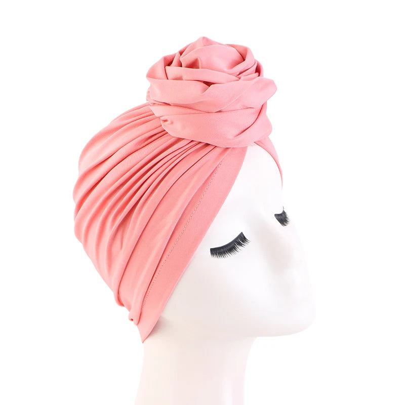 Turbante de flores grandes para Mujer, gorro Hijab musulmán, Bandana para quimio, sombrero africano, tocado para fiesta de boda, Turbante