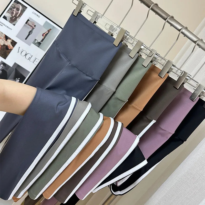 Leggings Piel Tiburón Raya Lateral | Cintura Alta Ajustado Casual | Mallas Deportivas PV | Ticotrendy