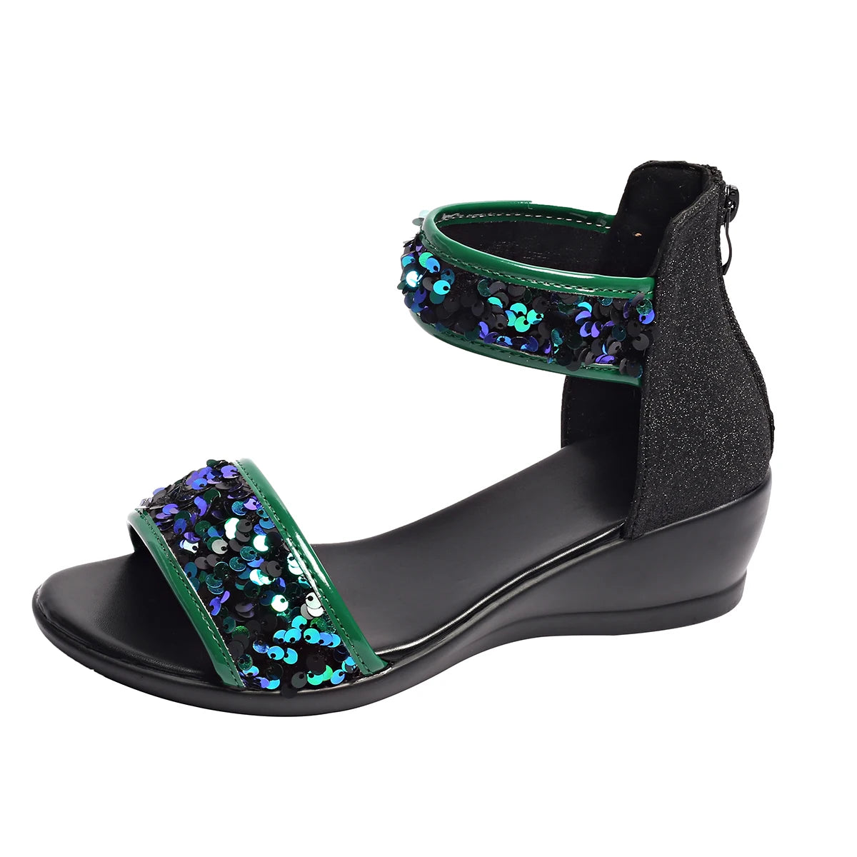 Sandalias de Tacón de Cuña con Brillo Suela Suave Antideslizantes