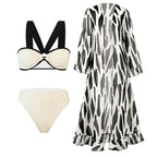 Conjunto de Bikini de Gasa de 3 Piezas - Traje de Baño Divisado para Playa