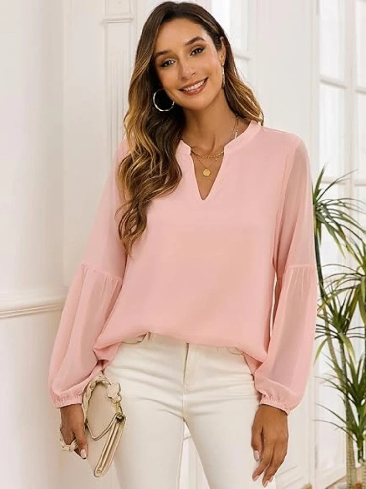 Blusa de Gasa Plisada | Manga Larga | Talla Grande | Tico Trendy