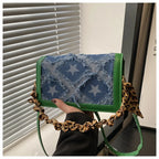 Bolso Hombro Vaquero Mujer Retro Estrellas Cinta Leopardo
