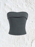 Top de tubo de punto acanalado para mujer, ropa Y2K Grunge Punk lisa sin tirantes, Top corto ajustado sin mangas, camiseta sin mangas, ropa de calle 2024