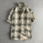 Camisa Retro Hombre | Cuadros Tartán | Algodón Tejido | Corte Holgado | Ticotrendy