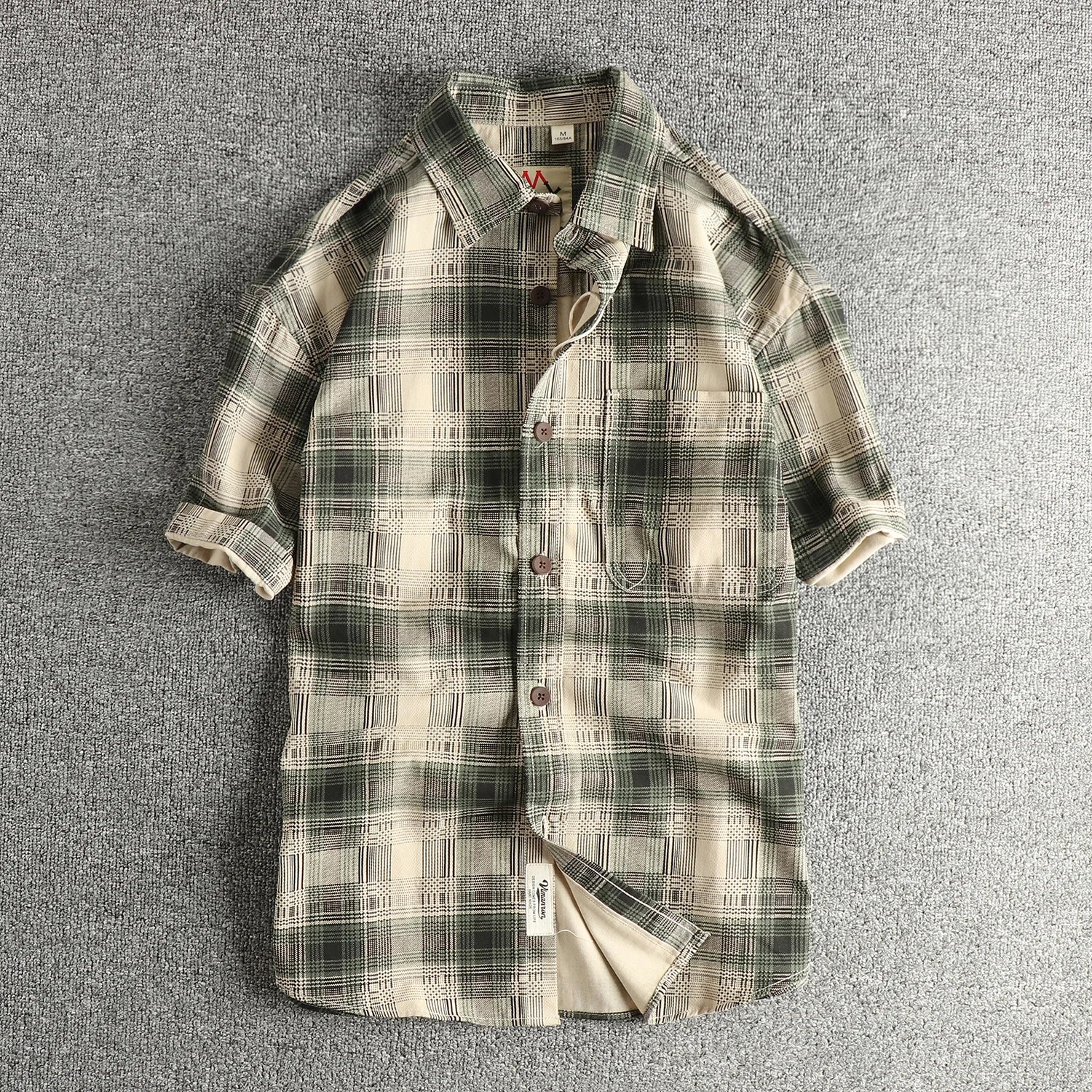 Camisa Retro Hombre | Cuadros Tartán | Algodón Tejido | Corte Holgado | Ticotrendy