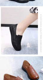Mocasines Retro Marrones con Cuña | Cuero | Bailarinas Oxford | Talla Grande