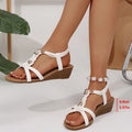 Sandalias Romanas Cuña Tejida Banda Elástica | Calzado Gladiador Confort Casual