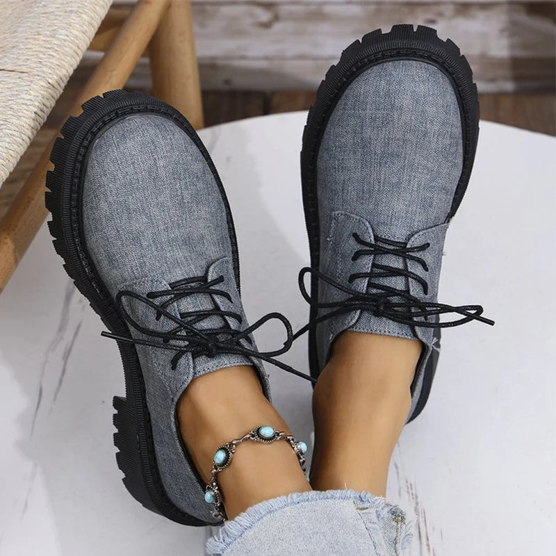 Mocasines Británicos de Retales con Cordones | Plataforma | Punta Redonda | Talla Grande