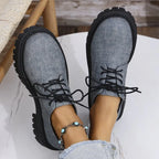Mocasines Británicos de Retales con Cordones | Plataforma | Punta Redonda | Talla Grande