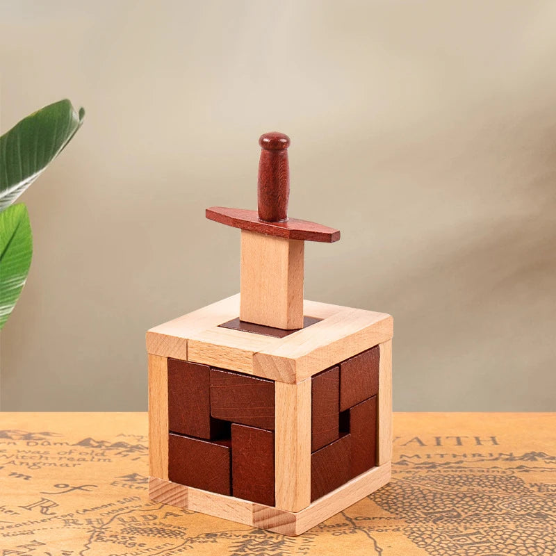 Caja de espada de rompecabezas mágico súper difícil, desmontaje de madera, prueba de inteligencia, acertijos desafiantes para adultos y niños, regalos únicos