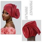 Turbante Elástico con Volantes para Mujer, Auto Gele