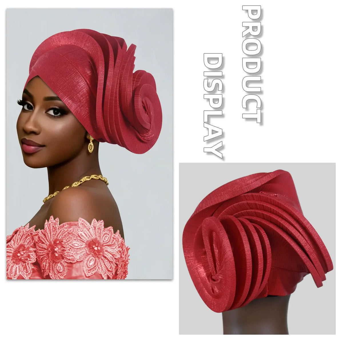 Turbante Elástico con Volantes para Mujer, Auto Gele