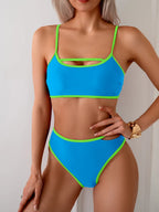 Bikini Sin Espalda Color Bloqueado Sexy - Traje de Baño 2025