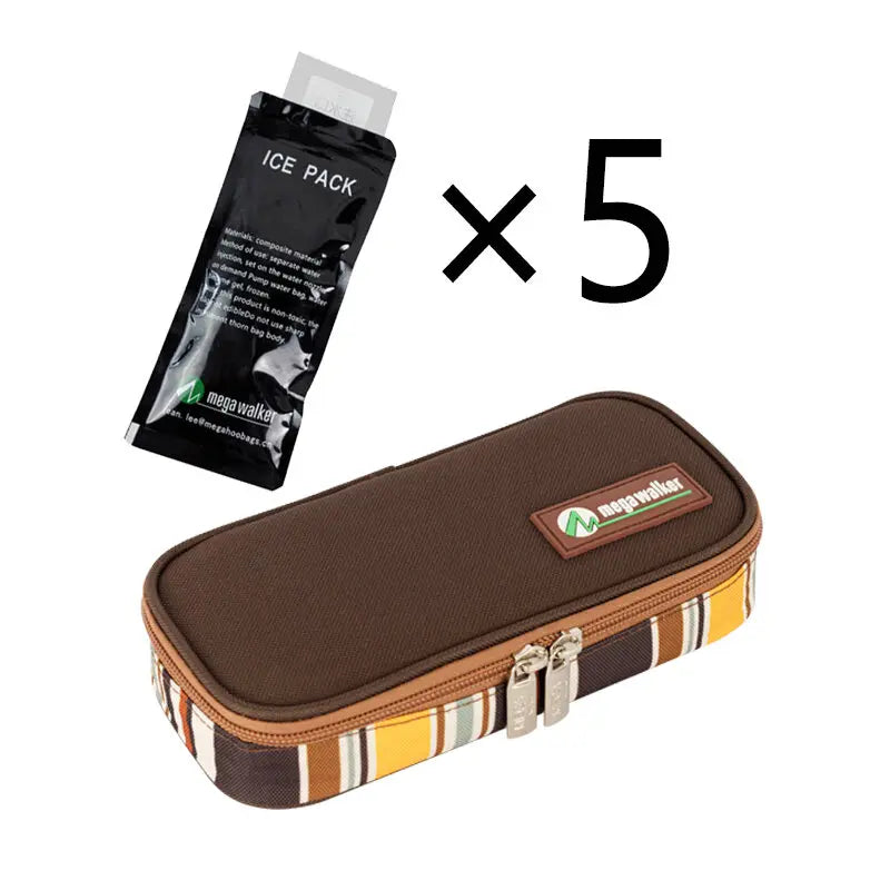 Caja enfriadora de insulina mega, bolsa de tamaño mediano, Estuche De Viaje de insulina para diabéticos con aislamiento portátil, bolsa de hielo de papel de aluminio de tela de nailon