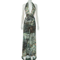 Vestido largo elegante con estampado abstracto para mujer, falda larga dividida con escote en V profundo y espalda descubierta, vestido informal de estilo francés a la moda de verano