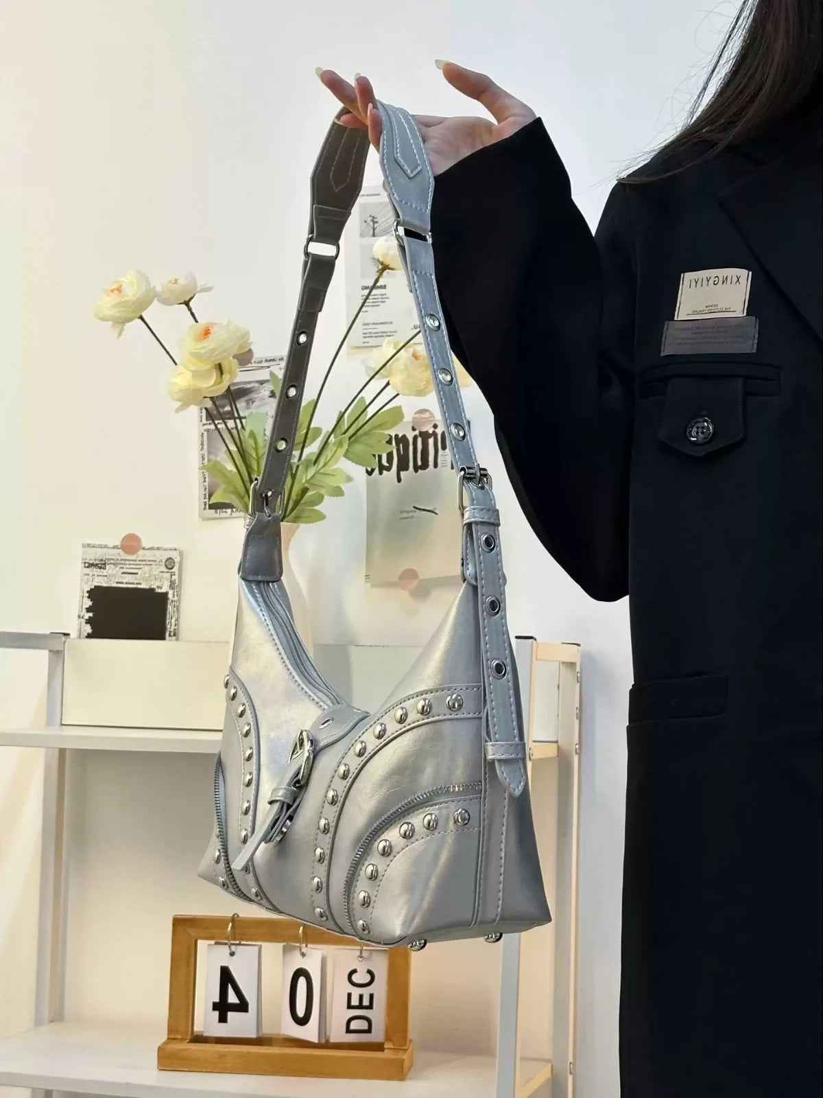 Bolso Gótico Punk Mujer Remaches PU Moda Y2K