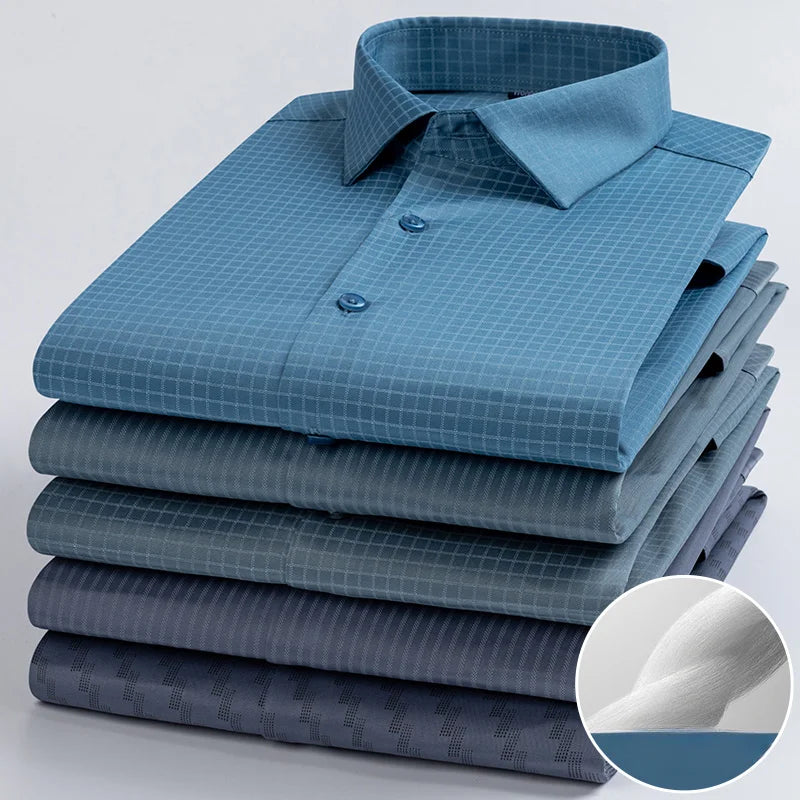 Camisa Talla Grande Sin Arrugas | Estampado Vintage | Formal Ajustada | Tops Suaves
