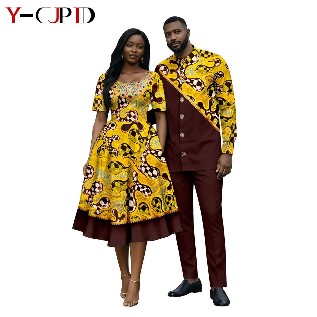 Vestido Apliques Estampado Africano Pareja | Camisa y Pantalón | Tallas S-6XL | Tico Trendy