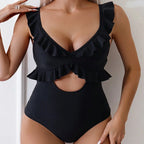 Traje de Baño de Una Pieza con Volantes - Monocromático y Sexy 2024