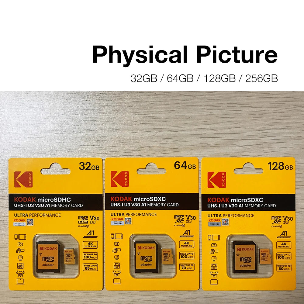 Tarjeta Micro SD Kodak Original | Clase 10 U3 V30 | Alta Velocidad 4K | Ticotrendy