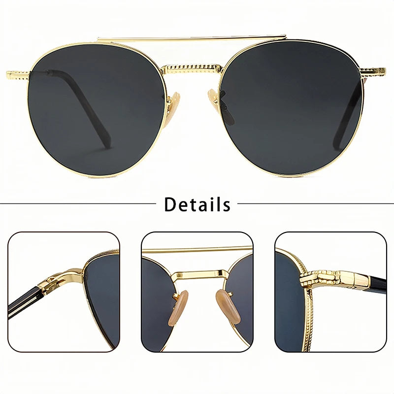 Gafas De Sol Circulares Hombre | Polarizadas UV400 Montura Metal Retro | Casual Clásico