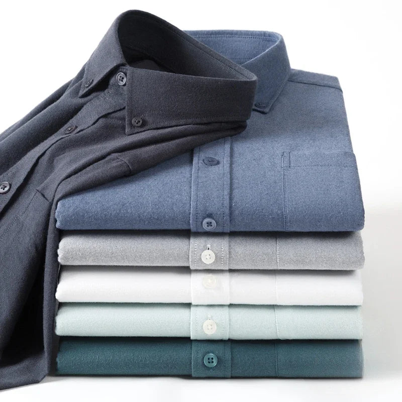 Camisa Oxford Cepillado | Algodón 100% | Ajuste Formal | Blanca Sólida | Ticotrendy