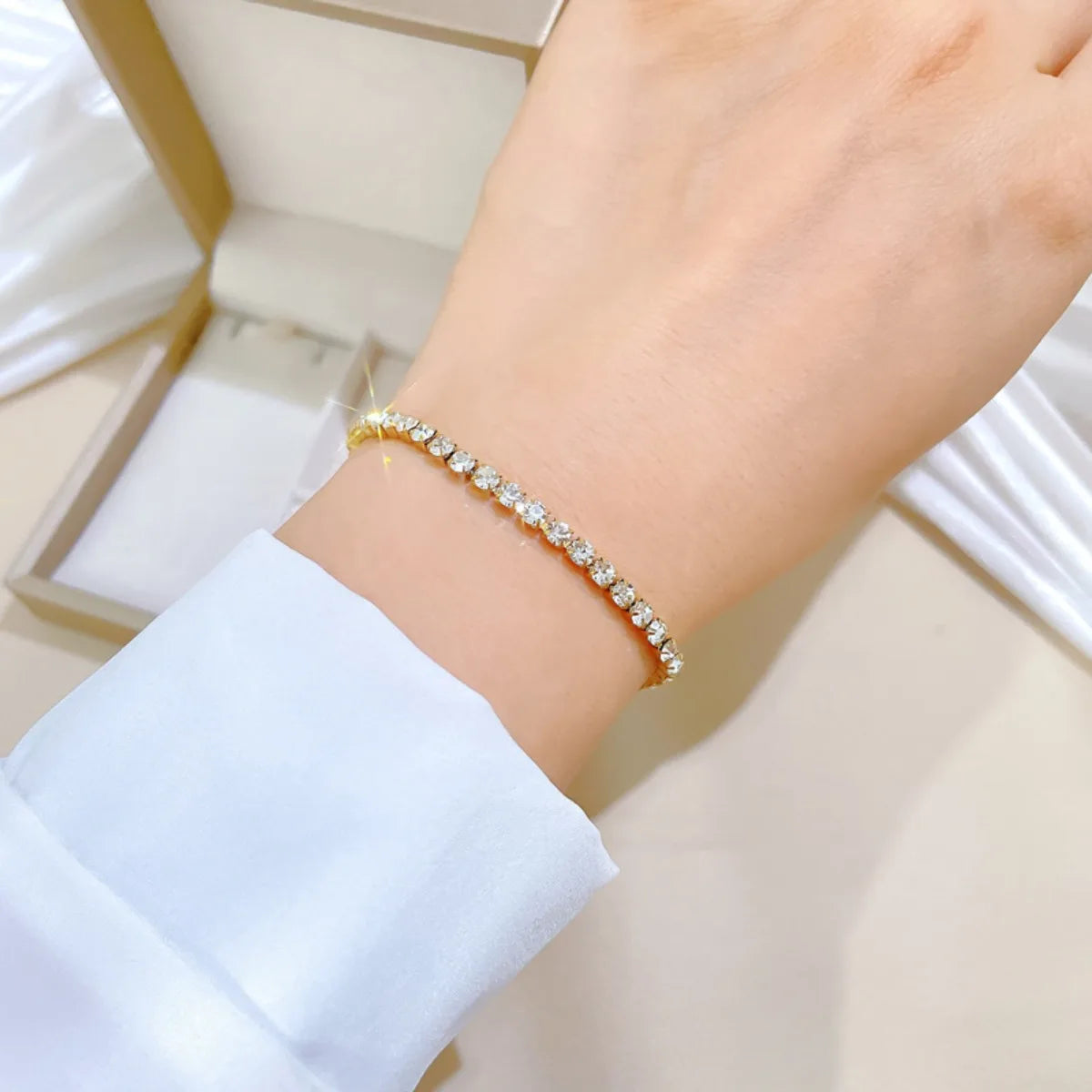 Pulseras de cadena de tenis de circonio brillante de acero inoxidable para mujeres y niñas, brazalete de lujo, accesorios de mano, regalos de joyería para amigos
