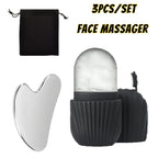Rodillo Facial de hielo de acero inoxidable, juego de tablero Gua Sha, masajeador Facial, rodillo de masaje Facial, herramientas de belleza para el cuidado de la piel, 1/3 Uds.