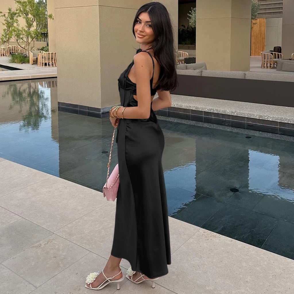 Vestido Midi Y2K | Espalda Descubierta y Tirantes Finos | Fiesta Dulzura