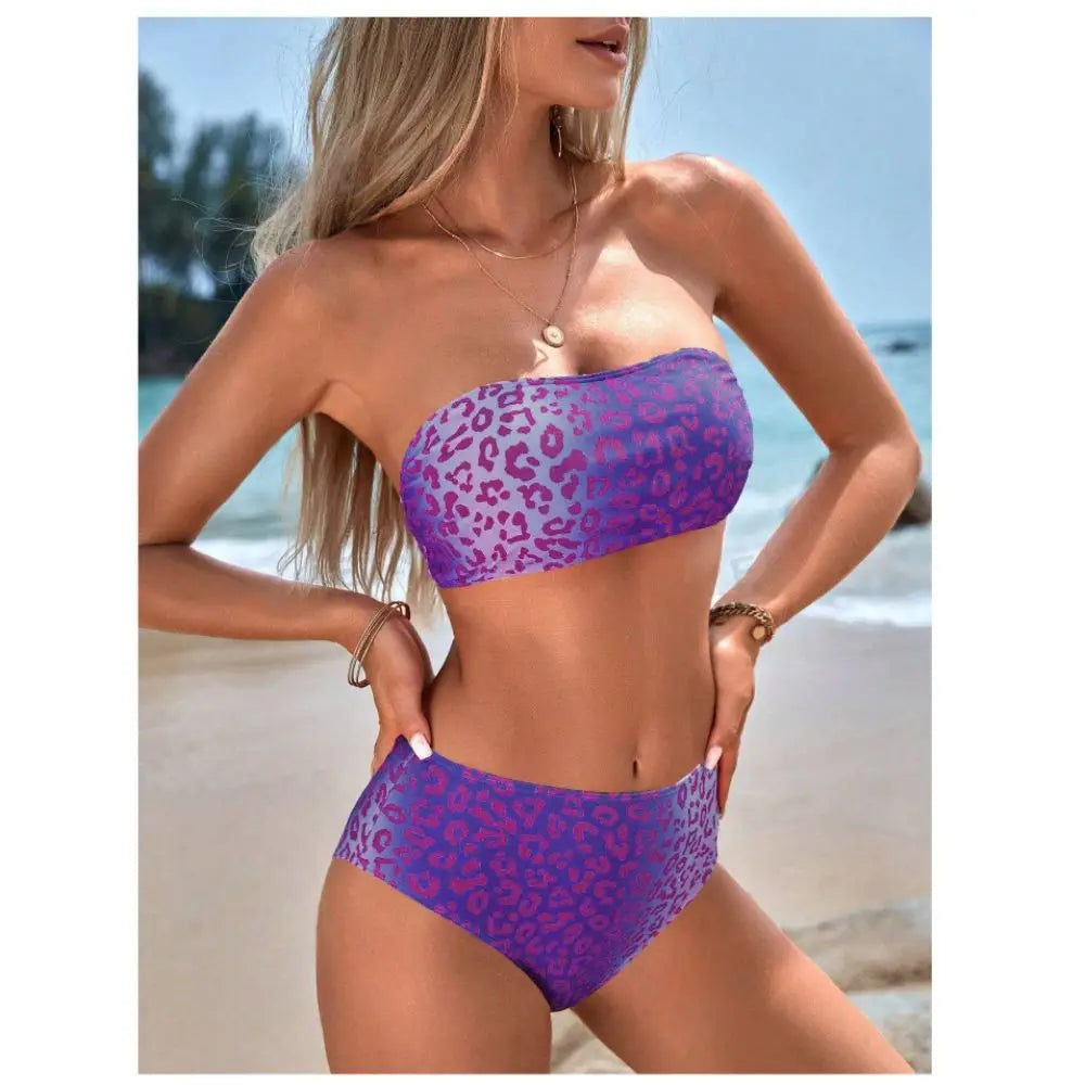 Bikini Sin Tirantes de Leopardo - Traje de Baño Sexy para Verano Tico
