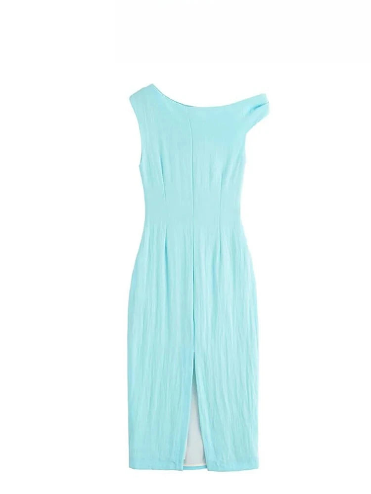 Vestido largo elegante para mujer | Vestido asimétrico con abertura, verano 2025