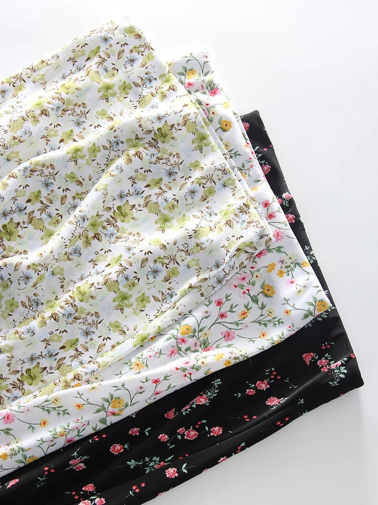 Falda Larga De Gasa Floral Con Abertura Y Vuelo De Verano