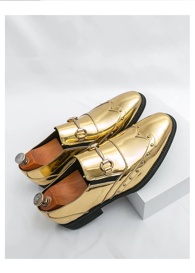 Zapatos Hombre Charol Elegantes Punta Puntiaguda Boda Sin Cordones | Diseño Liso
