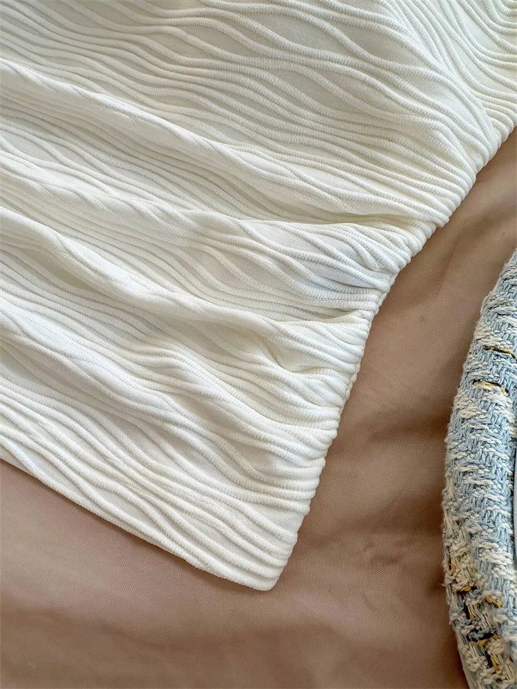 Ticotrendy | Top Halter Onda Fruncido Espalda Descubierta Estilo Y2K