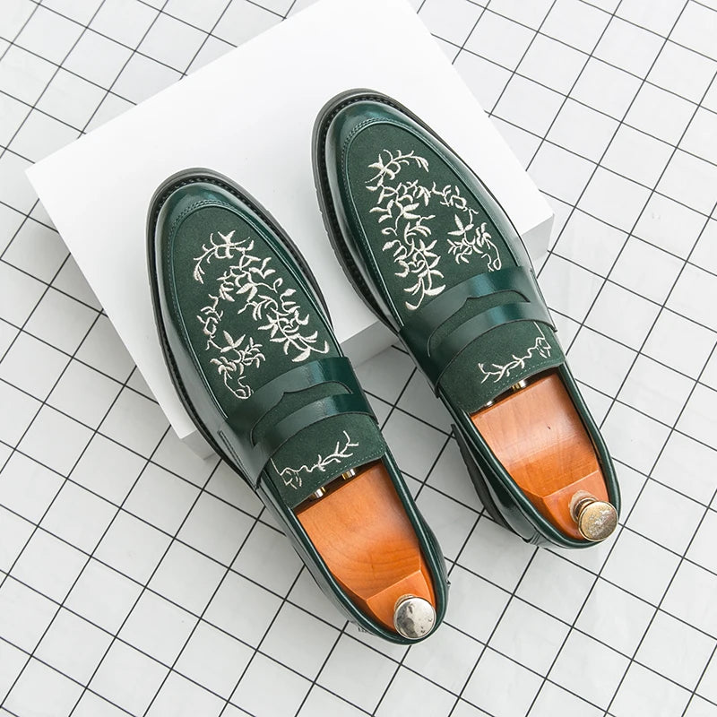 Mocasines Lujo Hombre Punta Redonda Cuero PU Formales Negocios | Sin Cordones
