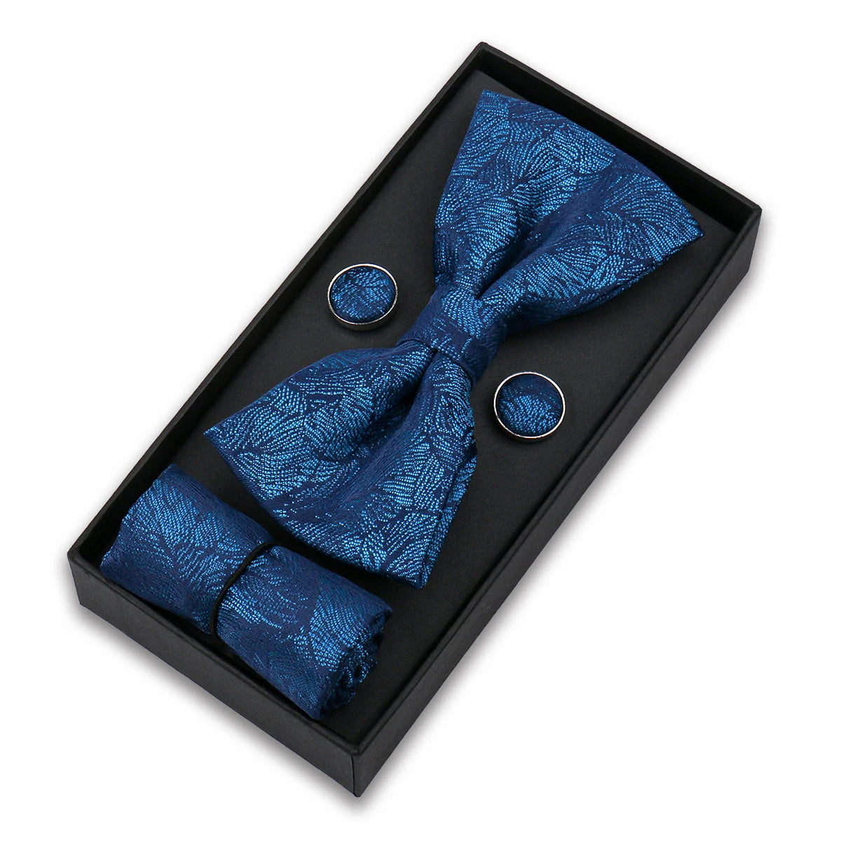 Set De Pajarita Pañuelo Gemelos Regalo Elegante Estilo Para Hombres
