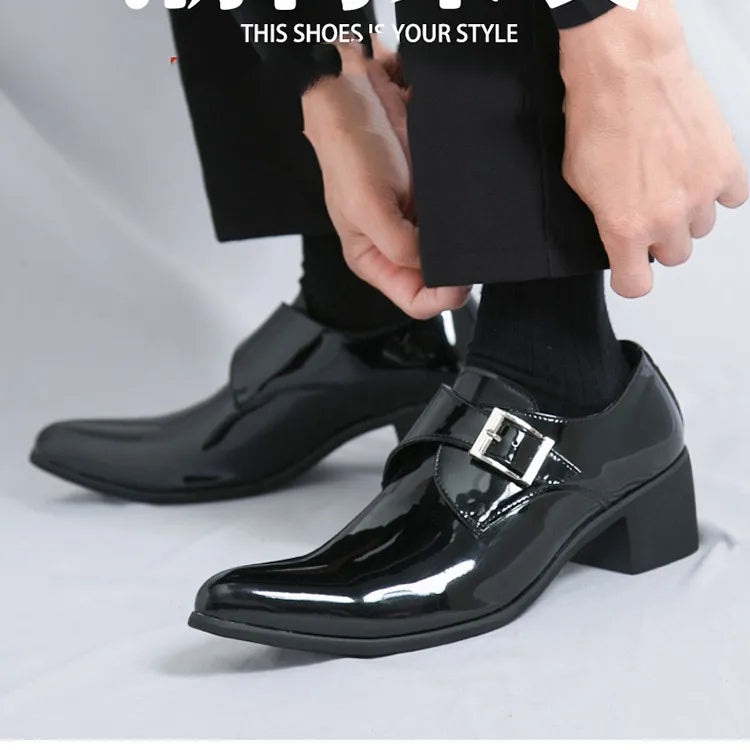 Mocasines Negros Lujo Hombre | Punta Puntiaguda Sin Cordones Zapatos Oxford Boda