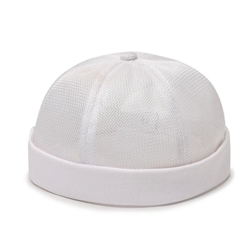Primavera Verano Retro hombres mujeres Skullcap sombrero Docker marinero mecánico sin ala calle Hip hop gorra malla transpirable Casual