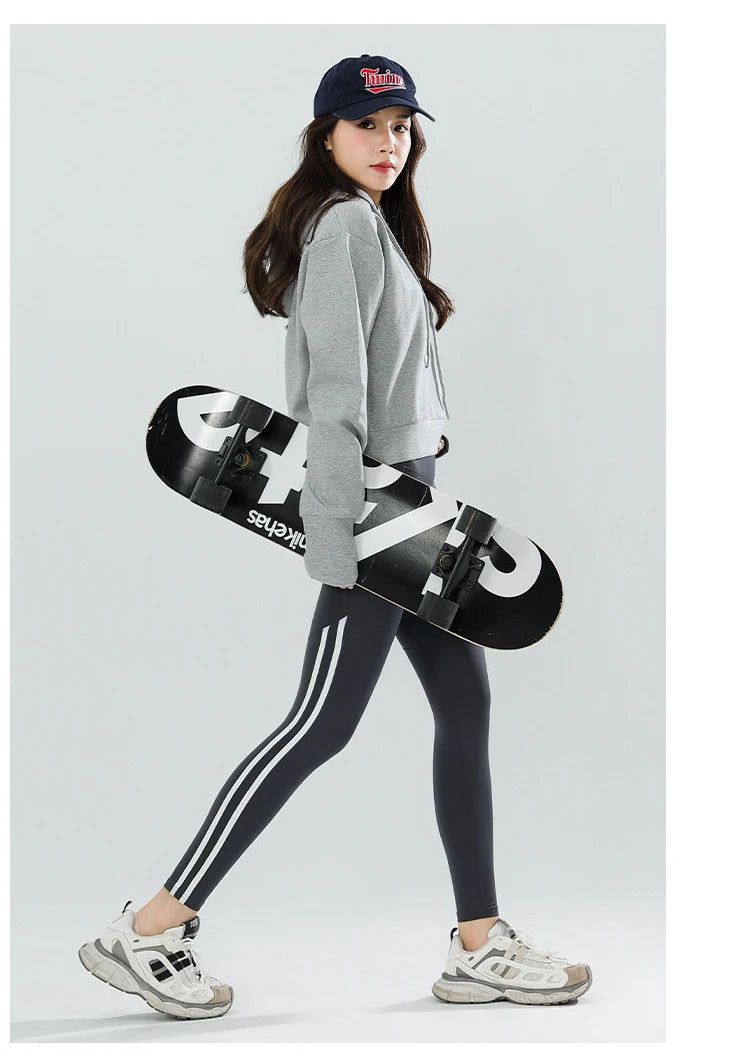 Mallas Piel Tiburón Raya Bolsillo | Cintura Alta Ajustado Fitness | Yoga Ciclismo Correr Otoño | Ticotrendy