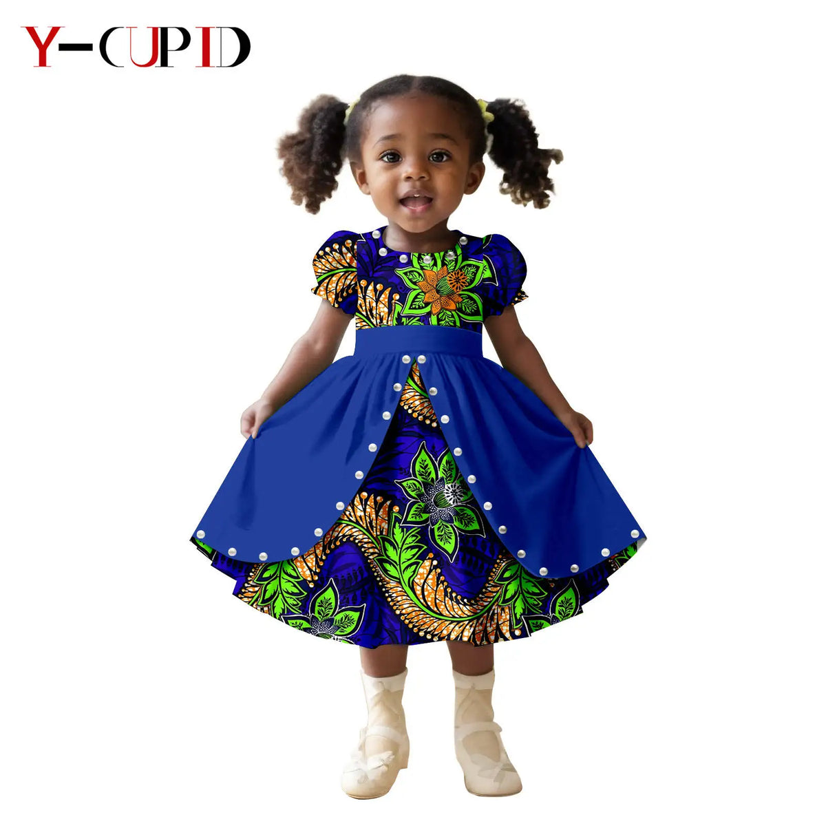 Vestido Bouffant Cuentas Ankara Niña | Fiesta Elegante | Tallas XS-XXL | Tico Trendy
