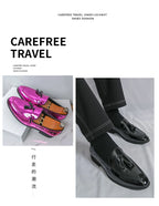 Zapatos Hombre Charol Morados Lujo Boda Fiesta Punta Puntiaguda | Talla 47