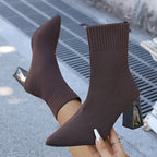 Botines Tejidos | Punta Fina y Tacón Grueso | Estilo Tico Elegante