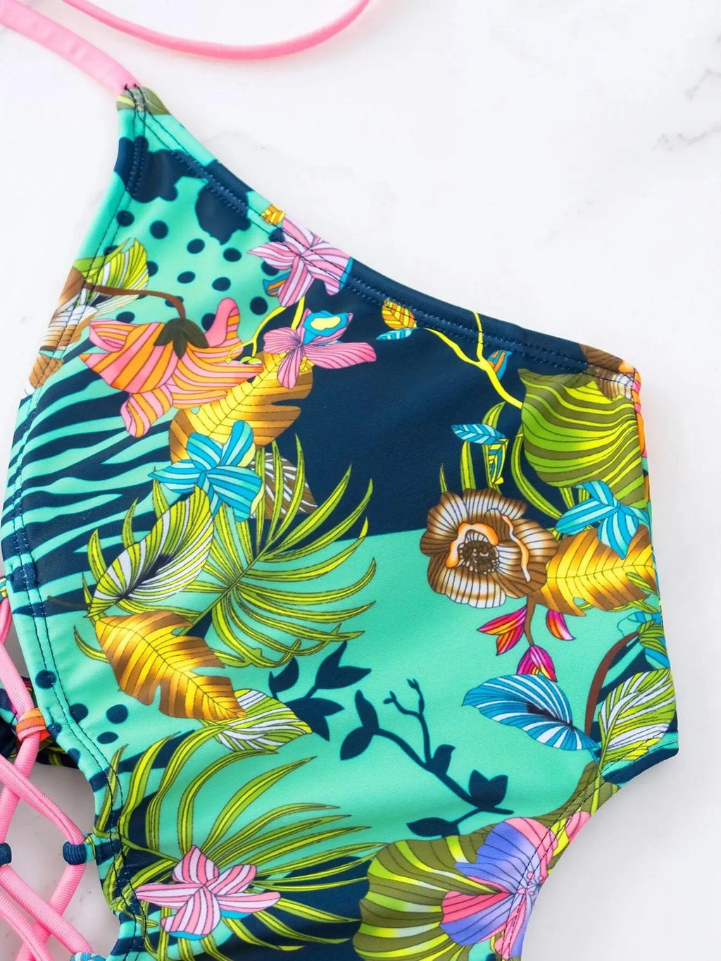 Traje de Baño 1 Pieza Floral - Bikini de Playa con Encaje Frontal y Sexy