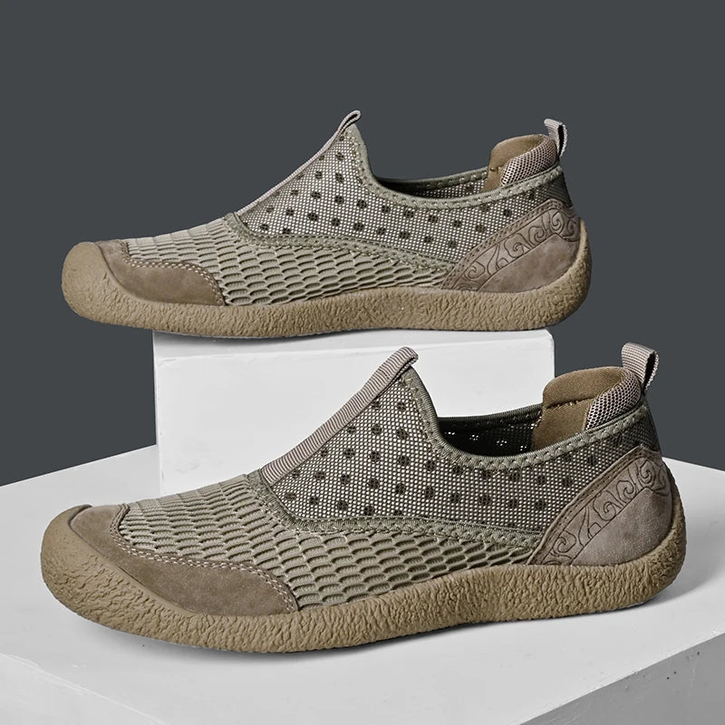 Zapatillas de Malla Transpirables para Hombre | Sin Cordones | Ligeras | Senderismo y Camping