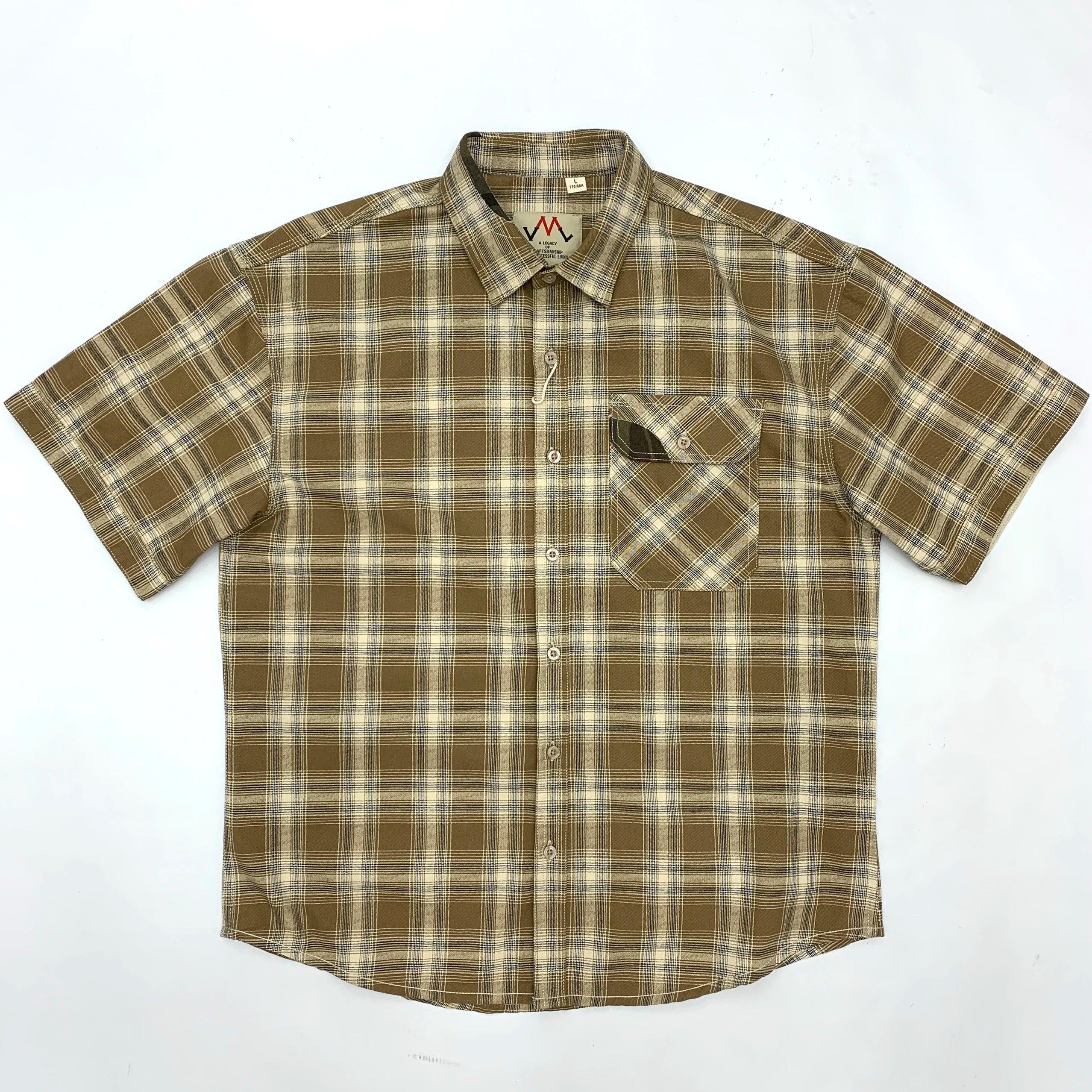 Camisa Cuadros Hombre | Algodón 100% | Estilo Retro Japonés | Manga Corta | Ticotrendy Costa Rica